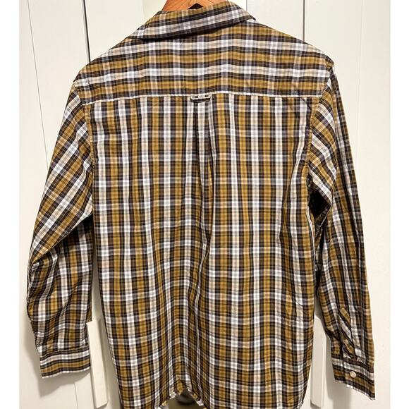 IZOD Brown Yellow Plaid Button Down Long Sleeve Casual Shirt Men’s XL Regular - Picture 2 of 9